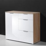 Eva Compact Sideboard In Gloss White And Oak With 3 Drawers