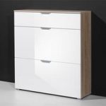 Eva Shoe Cabinet In Gloss White With 3 Drawers