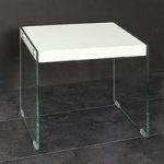 Olymp High Gloss Top Side Table With Bent Glass Legs