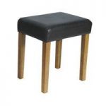 Milano Upholstered Stool In Brown Faux Leather With Wooden Legs