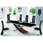 Xena Walnut Extending Glass Dining Table And 6 Manhattan Chairs