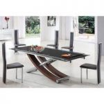 Xena Walnut Extending Glass Dining Table And 6 Dining Chairs