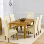 Milan Oak Dining Table With 6 Roma Chairs In Cream
