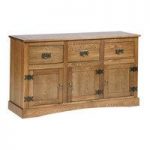 Vermont Wide Sideboard In Oak With 3 Doors And 3 Drawers