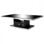 Midnight Coffee Table In Black Glass With 1 Drawer