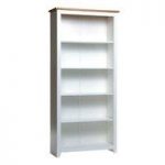 Caprio Tall Bookcase In White With Waxed Pine With 4 Shelf