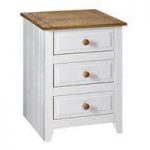 Caprio Bedside Cabinet In White With Waxed Pine And 3 Drawers