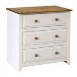 Caprio Chest of Drawers In White With Waxed Pine And 3 Drawers