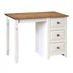 Caprio Pedestal Dressing Table In White With Waxed Pine