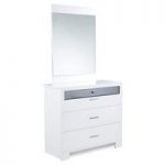 Olivia Diamond Dressing Table and Mirror In High Gloss White