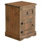 Corina Bedside Cabinet In Waxed Pine With 1 Door And 1 Drawer