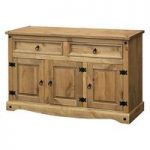 Corina Medium Sideboard In Waxed Pine With 3 Doors And 2 Drawers