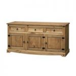 Corina Large Sideboard In Waxed Pine With 3 Doors And 3 Drawers