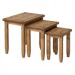 Corina Wooden Nest Of Tables In Waxed Pine