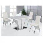 Costilla 4 Seater Dining Table Set In High Gloss White