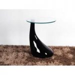 Chilton Lamp Table In Black High Gloss With Clear Glass Top