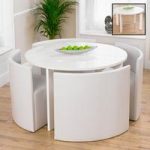 Lexus Gloss White Round Dining Table And 4 White Sophia Chairs
