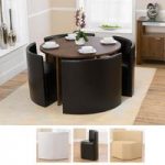 Marbella Round Walnut Dining Table And 4 Black Bentley Chairs