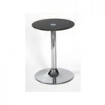 Drew Lamp Table In Black Glass Top With Chrome Base