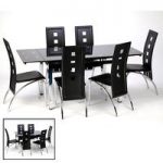 Sarah Extending Black Dining Table Set With 6 Bellini Chairs