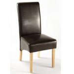 Reno Dark Brown Faux Leather Dining Chair With Oak Legs
