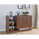 Grace Sideboard In Walnut With 2 Door And Black Glass Shelves