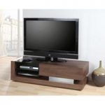 Grace LCD TV Stand In Walnut With Black Glass And 1 Drawer