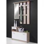 Wall Mount Hallway Stand Shoe Storage In Canadian Oak And White
