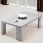 Giovanni Glass Top Coffee Table in Grey With High Gloss Legs