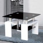 Kontrast Side Table In Black Glass And High Gloss White Legs