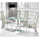 Romano II Large Frosted Dining Table And 6 Chicago White Chairs