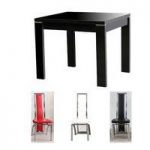 Modern High Gloss Square Black Dining Table And 2 Chicago Chairs