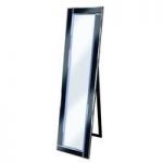 Bevelled Black Cheval Freestanding Mirror With Blue LED Light