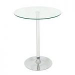 Roma Bar Table Round In Clear Glass With Chrome Base