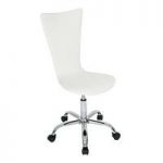 Curved White Faux Leather Office Chair