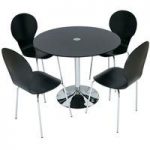 Romano Glass Dining Table With 4 Dining Chairs In Black
