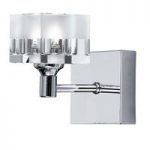 Themis Chrome Wall Lamp With Crystal and Frosted Ice Cube Glass