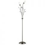 Gardenia Antique Brass Floor Lamp With Cone Shaped Opal Glass