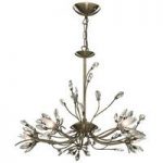 Hibiscus Antique Brass 5 Light Ceiling Light