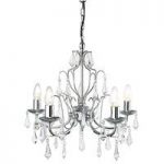 Martina 5 Lamp Chrome Ceiling Light With Crystal Glass Trimmings