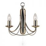 Maypole 2 Light Antique Brass Switched Wall Lamp