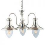 Fisherman 3 Lamp Satin Silver Ceiling Pendant With Seeded Glass