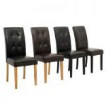 Contemporary Stitched Brown Dining Chair With Dark Wooden Leg