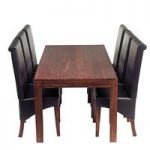 Mango Dining Set with 6 Leather Chairs