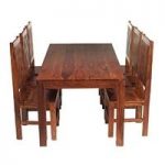 Cube Sheesham Dining Set with 6 High Back Chairs