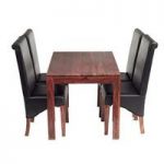 Cube Sheesham Dining Set with 4 Leather Chairs
