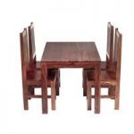 Cube Sheesham Dining Set with 4 High Back Chairs