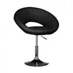 Polo Bistro Chair In Black Faux Leather With Chrome Base