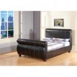 Chicago Sleigh Bed In Brown Faux Leather