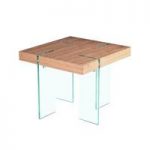 Newark Wooden Side Table With Bent Glass Legs